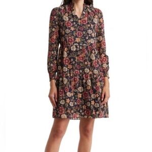 Sheer Floral Long Sleeve Dress